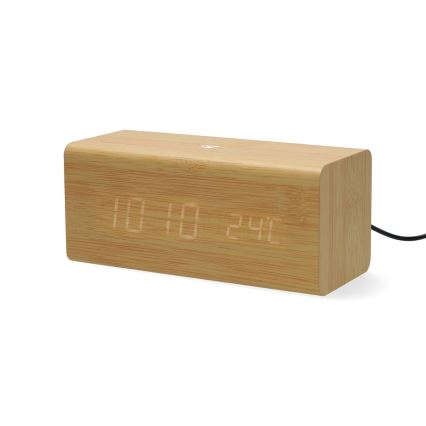 Sveglia digitale con display LED e termometro 5V/1xCR2032 in legno
