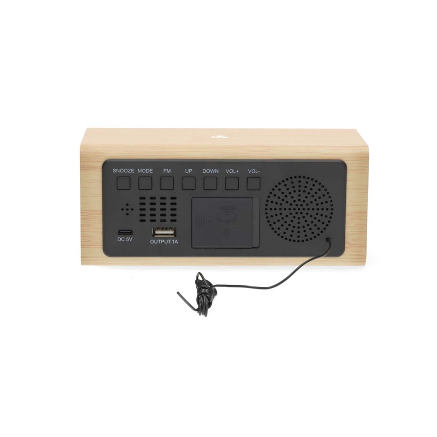 Sveglia digitale con display LED e termometro 5V/1xCR2032 in legno