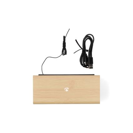 Sveglia digitale con display LED e termometro 5V/1xCR2032 in legno