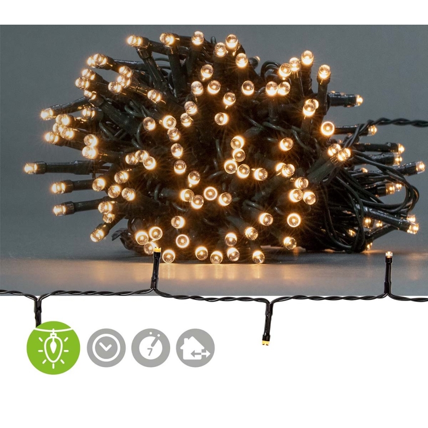 Catena luminosa LED per esterni 192xLED/7 funzioni/3xAA 14,9m IP44 bianco caldo