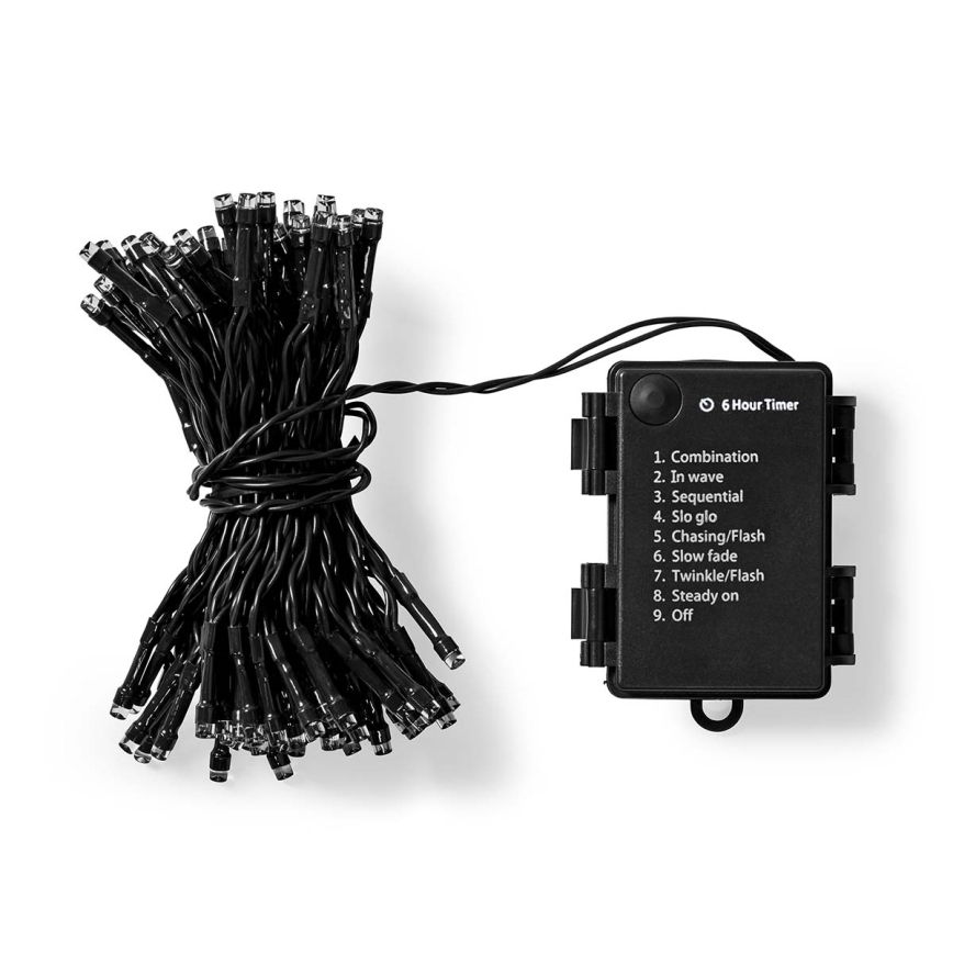 Catena luminosa LED per esterni 48 LED / 7 funzioni / 3x AA 4,1 m IP44 bianco caldo