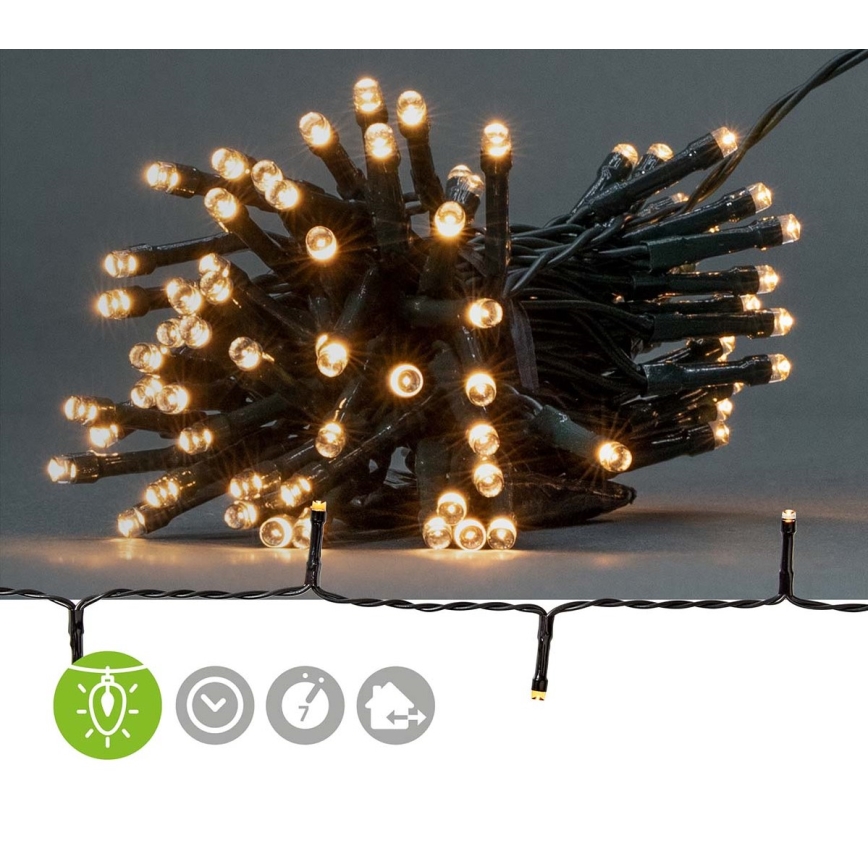 Catena LED natalizia da esterno 48 LED/7 funzioni/3xAA 4,1m IP44 bianco caldo
