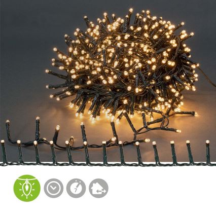Catena luminosa natalizia LED per esterni 400xLED/7 funzioni 11m IP44 bianco caldo