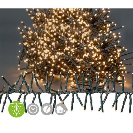 LED Catena luminosa natalizia per esterni 1512 LED/7 funzioni 14m IP44 bianco caldo