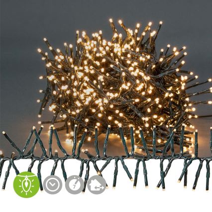 Catena luminosa di Natale LED per esterni, 768 LED/7 funzioni, 8,6 m, IP44, bianco caldo