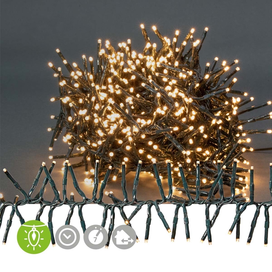 Catena luminosa di Natale LED per esterni, 768 LED/7 funzioni, 8,6 m, IP44, bianco caldo