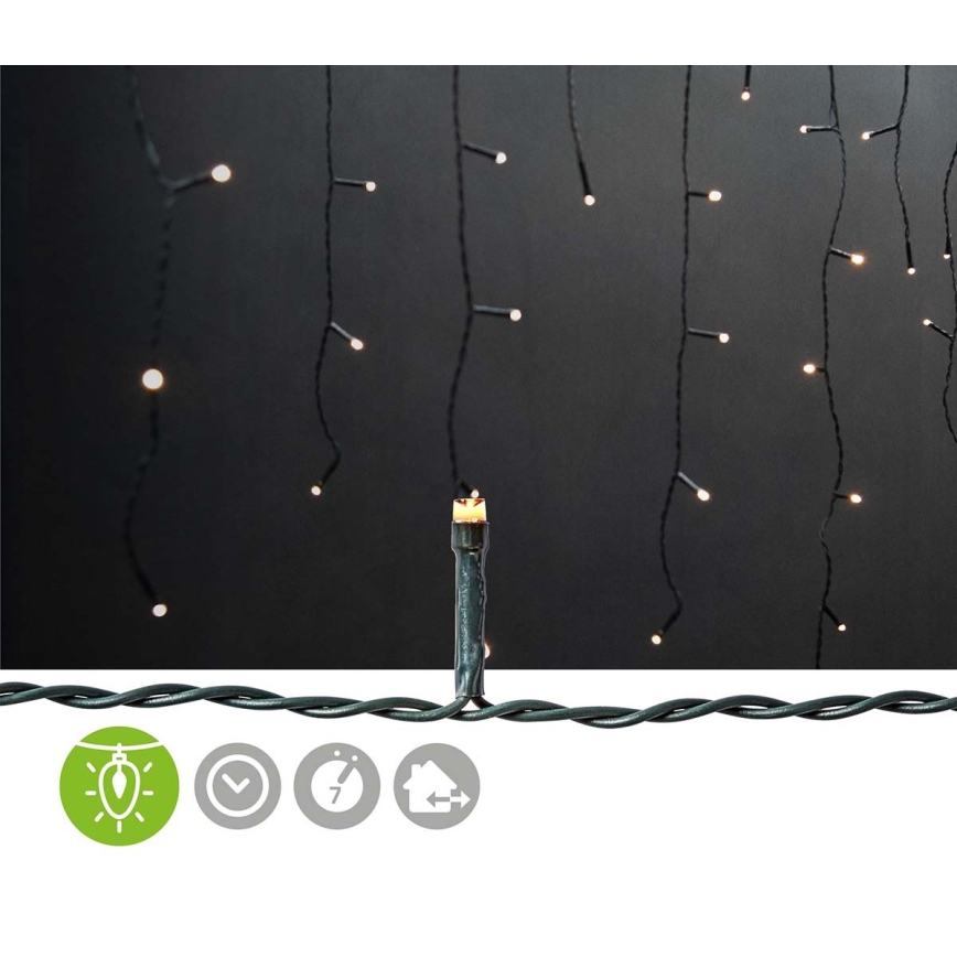 LED Tenda luminosa natalizia per esterni 180 LED/7 funzioni 10,9m IP44 bianco caldo