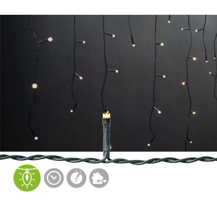 Tenda luminosa LED per esterni 180 LED/7 funzioni 10,9 m IP44 bianco caldo