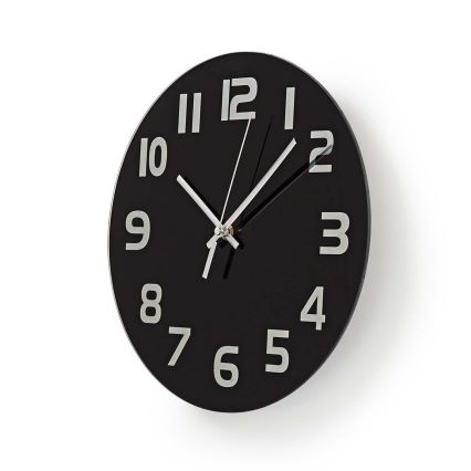 Orologio da parete 1xAA/1,5V vetro 30 cm nero