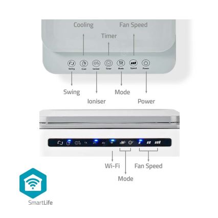 Condizionatore 65W/230V Wi-Fi Tuya bianco + telecomando