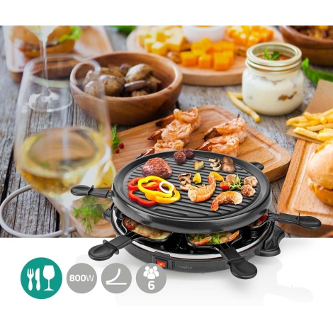 Nedis FCRA210FBK6 - Griglia per raclette con accessori 800W/230V