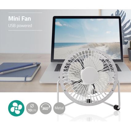 Ventilatore da tavolo 3W/USB 10 cm bianco