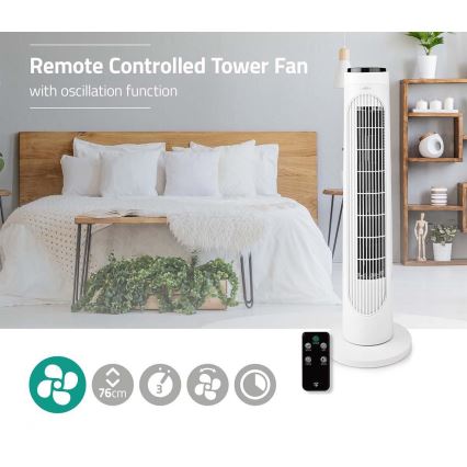 Ventilatore a torre 50W/230V bianco + telecomando