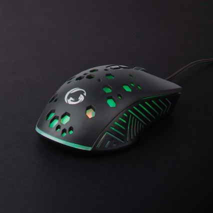 Mouse da gioco LED 800/1200/2400/3200/4800/7200 DPI 7 pulsanti nero