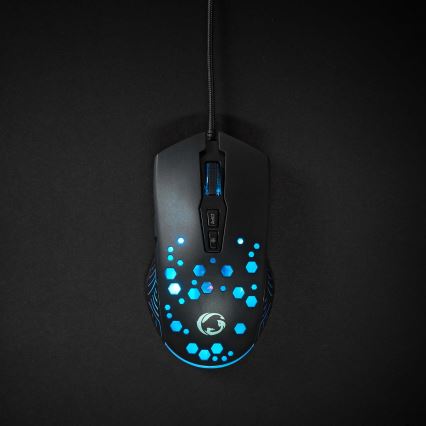 Mouse da gioco LED 800/1200/2400/3200/4800/7200 DPI 7 pulsanti nero