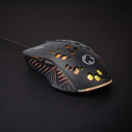 Mouse da gioco LED 800/1200/2400/3200/4800/7200 DPI 7 pulsanti nero