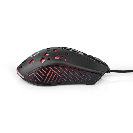 Mouse da gioco LED 800/1200/2400/3200/4800/7200 DPI 7 pulsanti nero