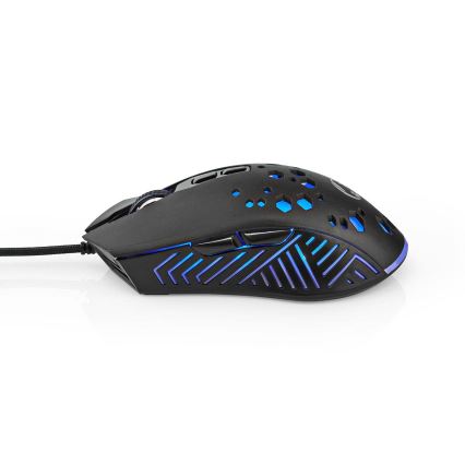 Mouse da gioco LED 800/1200/2400/3200/4800/7200 DPI 7 pulsanti nero