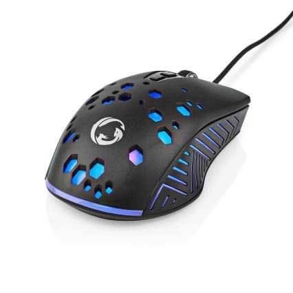 Mouse da gioco LED 800/1200/2400/3200/4800/7200 DPI 7 pulsanti nero