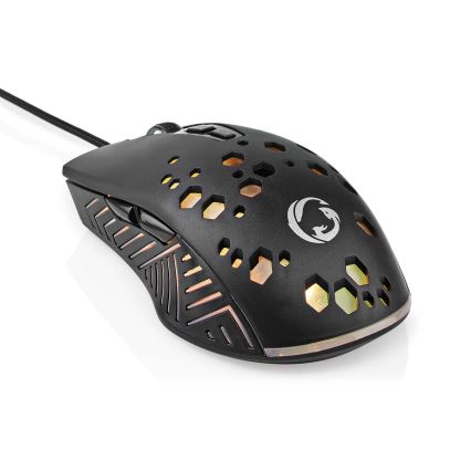 Mouse da gioco LED 800/1200/2400/3200/4800/7200 DPI 7 pulsanti nero