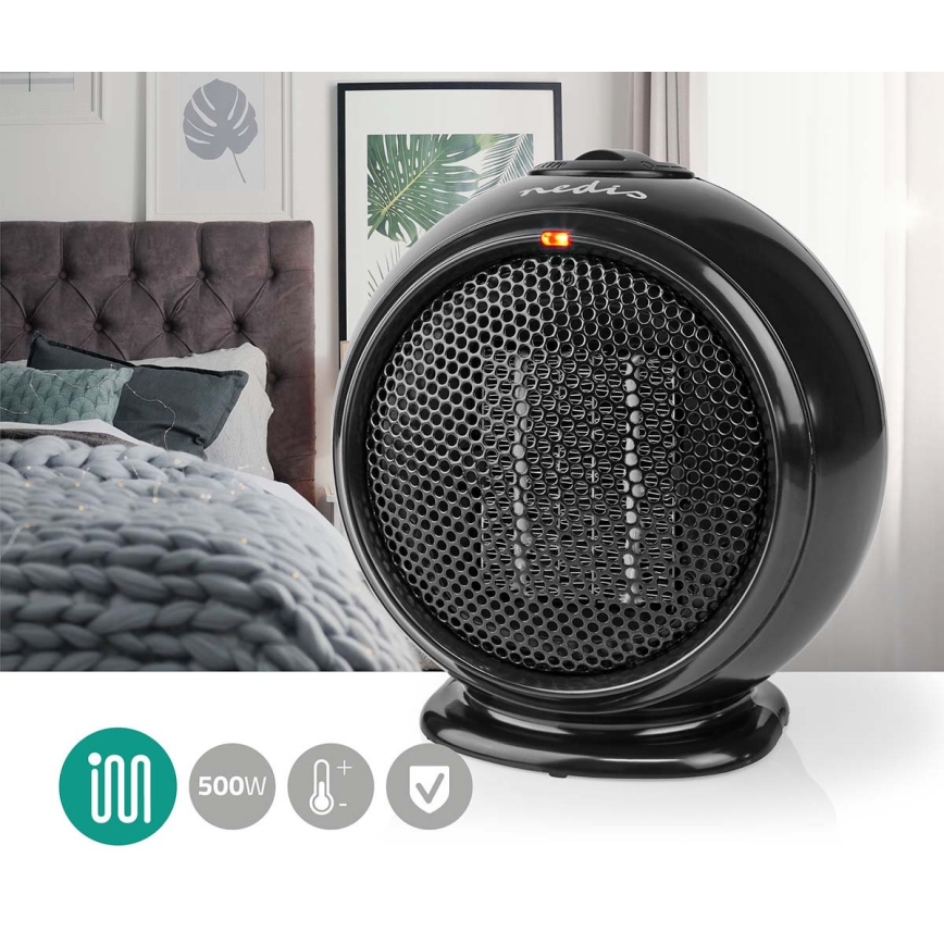 Ventilatore con resistenza in ceramica 500W/230V nero