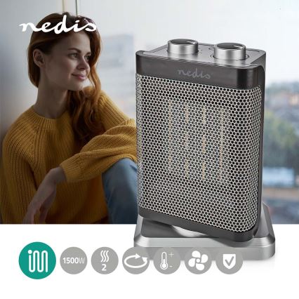 Ventilatore con resistenza in ceramica 1000/1500W/230V argento