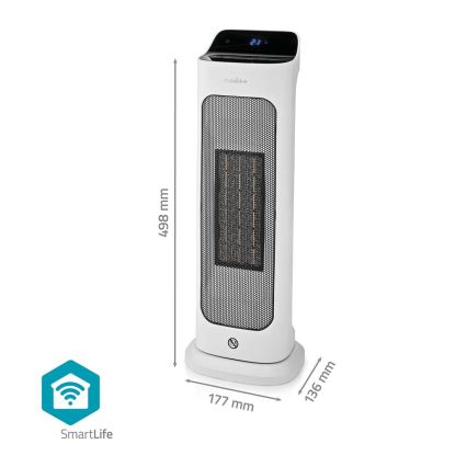 Ventilatore con un elemento riscaldante in ceramica Smartlife 400/2000W/230V Wi-Fi Tuya + telecomando