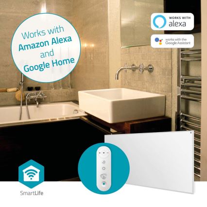 Pannello riscaldante a infrarossi 700W/230V 120x62 cm IP44 Wi-Fi Tuya + telecomando