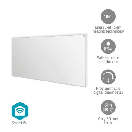Pannello riscaldante a infrarossi 700W/230V 120x62 cm IP44 Wi-Fi Tuya + telecomando