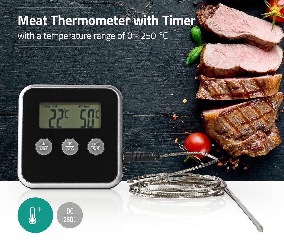 Eddingtons Timer Digitale Da Cucina Con Sonda Termometro Per Carne - Fino A 250°C - 3