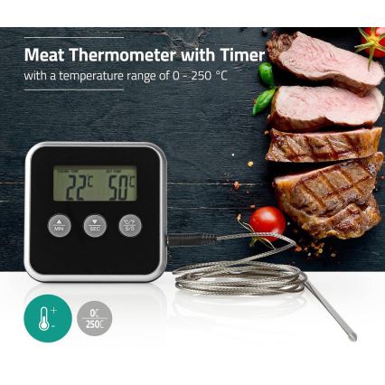 Termometro per carne con display e timer 0-250 °C 1xAAA