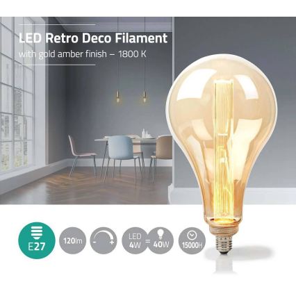 Lampadina LED dimmerabile FILAMENT PS165 E27/3,5W/230V 1800K