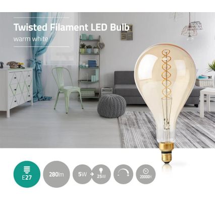 Lampadina LED dimmerabile FILAMENT A160 E27/5W/230V 2000K