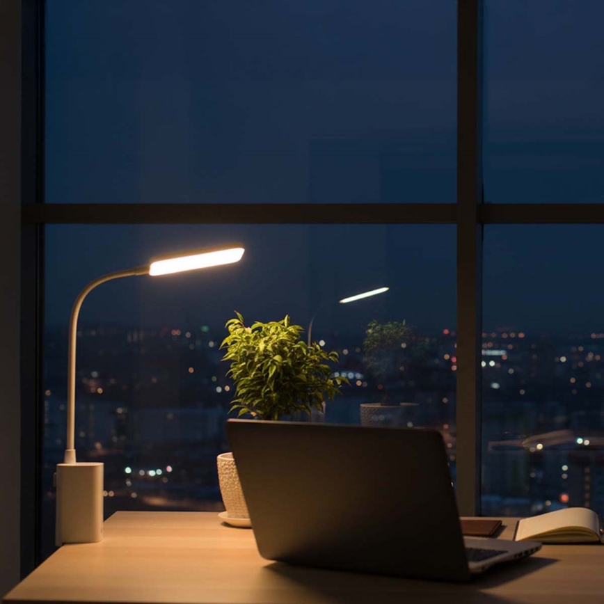 Lampada da tavolo LED dimmerabile ricaricabile a sfioramento, flessibile con clip LED/5W/1200 mAh, bianca