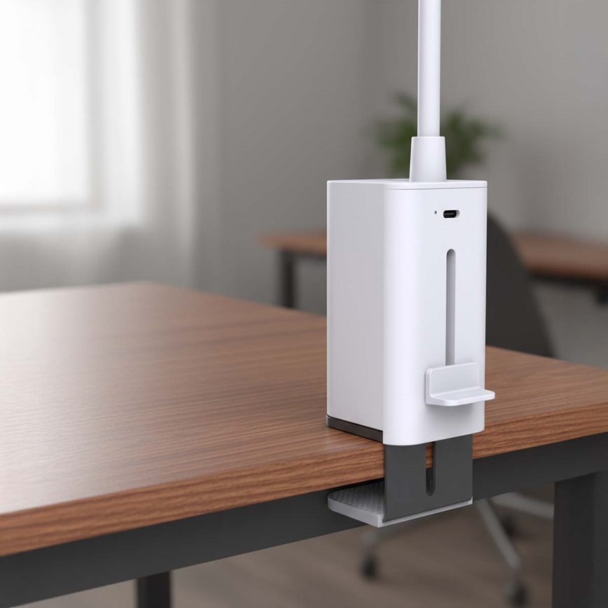 Lampada da tavolo LED dimmerabile ricaricabile a sfioramento, flessibile con clip LED/5W/1200 mAh, bianca