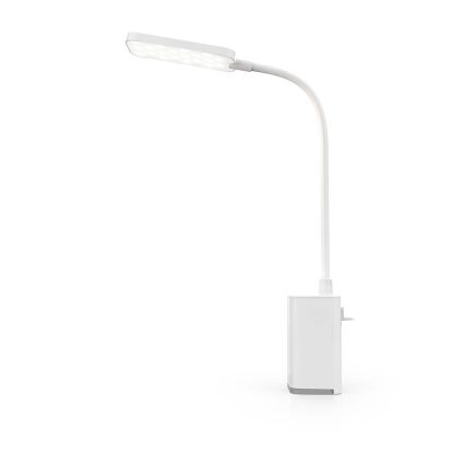 Lampada da tavolo LED dimmerabile ricaricabile a sfioramento, flessibile con clip LED/5W/1200 mAh, bianca