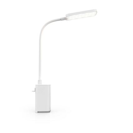 Lampada da tavolo LED dimmerabile ricaricabile a sfioramento, flessibile con clip LED/5W/1200 mAh, bianca
