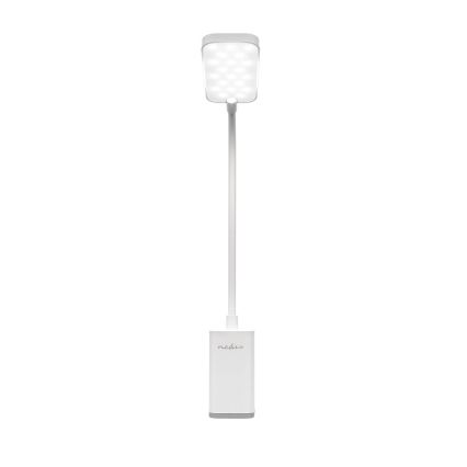 Lampada da tavolo LED dimmerabile ricaricabile a sfioramento, flessibile con clip LED/5W/1200 mAh, bianca