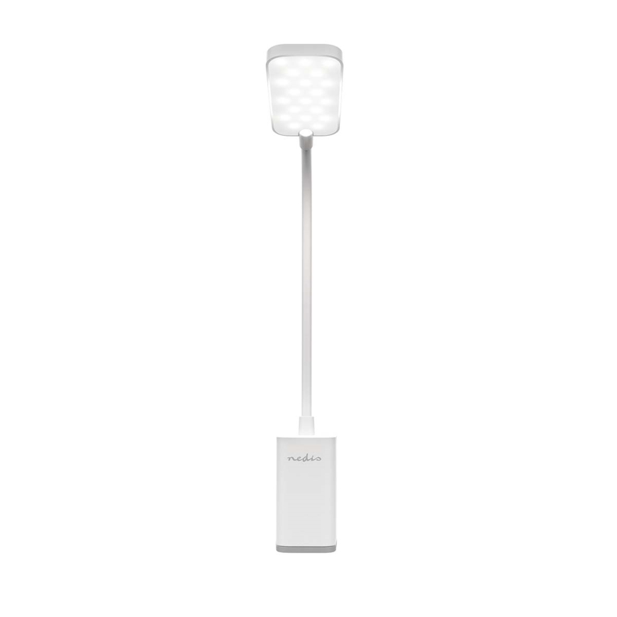 Lampada da tavolo LED dimmerabile ricaricabile a sfioramento, flessibile con clip LED/5W/1200 mAh, bianca