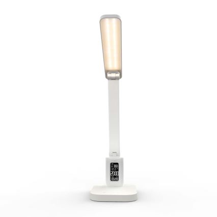 Lampada da tavolo LED dimmerabile ricaricabile a sfioramento con display, 7,5W/1200 mAh, 3000/4000/5700K, CRI 90, bianca