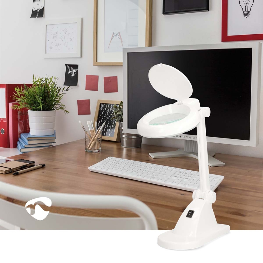 Lampada da tavolo LED con lente d'ingrandimento LED/6W/230V bianca