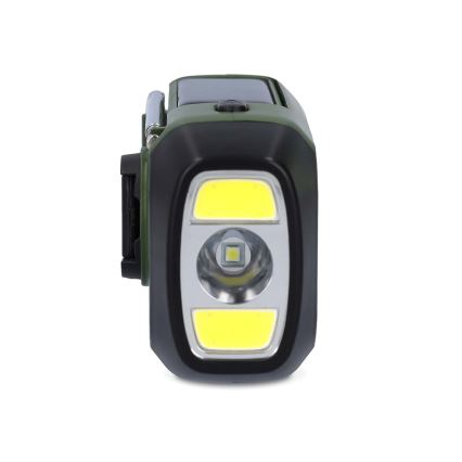 Radio DAB+/FM a manovella con pannello solare integrato e torcia a LED 5V/2500 mAh, verde/nero