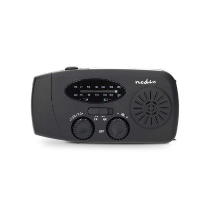 Radio AM/FM a manovella con pannello solare e torcia LED 2000 mAh