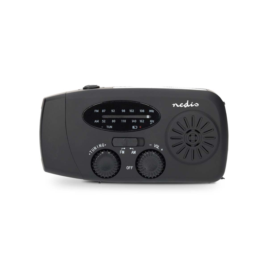 Radio AM/FM a manovella con pannello solare e torcia LED 2000 mAh