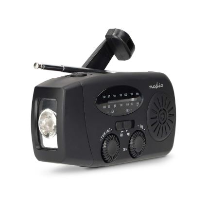 Radio AM/FM a manovella con pannello solare e torcia LED 2000 mAh
