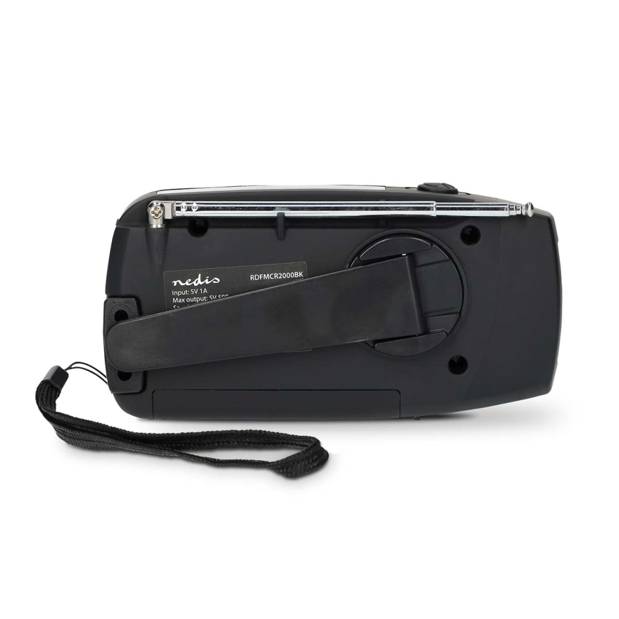 Radio AM/FM a manovella con pannello solare e torcia LED 2000 mAh