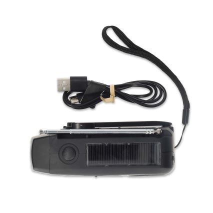 Radio AM/FM a manovella con pannello solare e torcia LED 2000 mAh