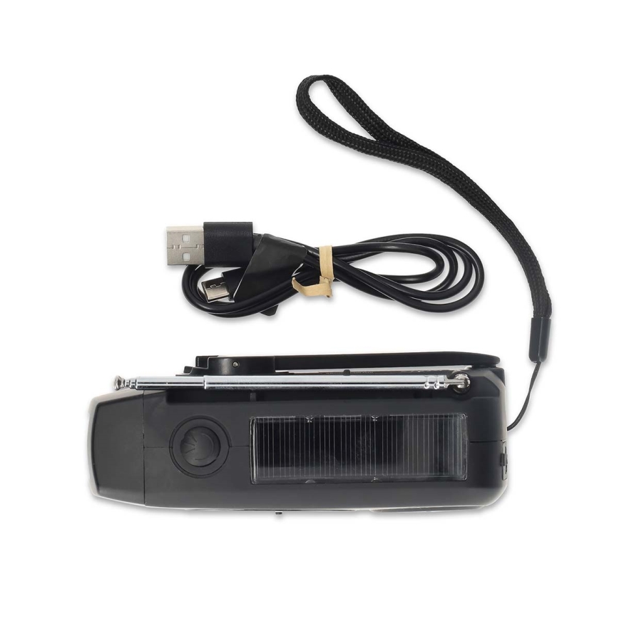 Radio AM/FM a manovella con pannello solare e torcia LED 2000 mAh