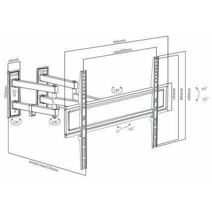 Supporto da parete per TV Full Motion 30-70”