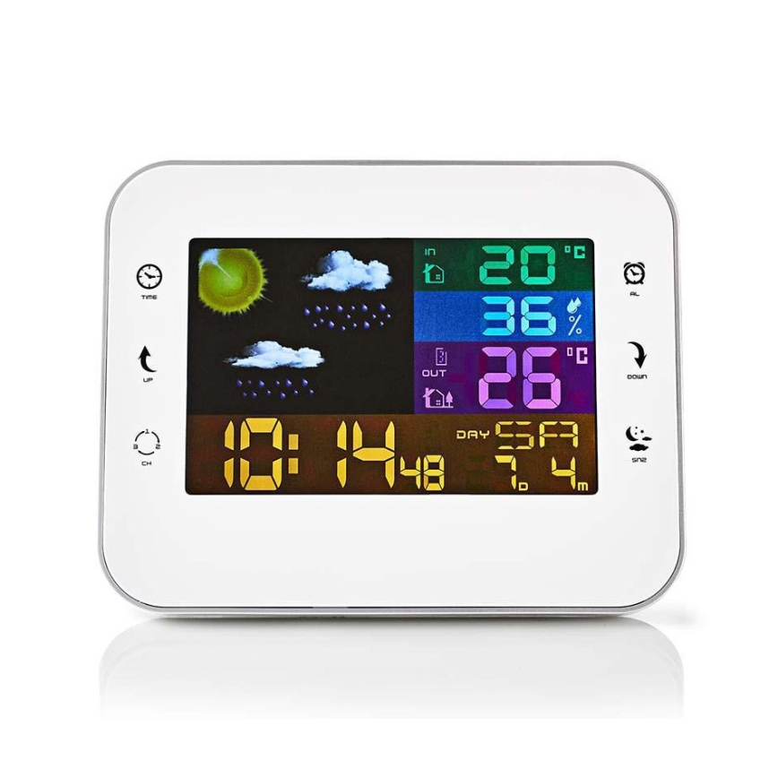 Stazione meteo con display LCD a colori 230V/3xAAA + 2xAA bianco